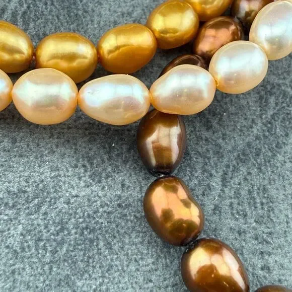 Set of Six 6 Cultured Large 0.25" Freshwater Pearls Stretch Bracelets Multicolor - Picture 9 of 11